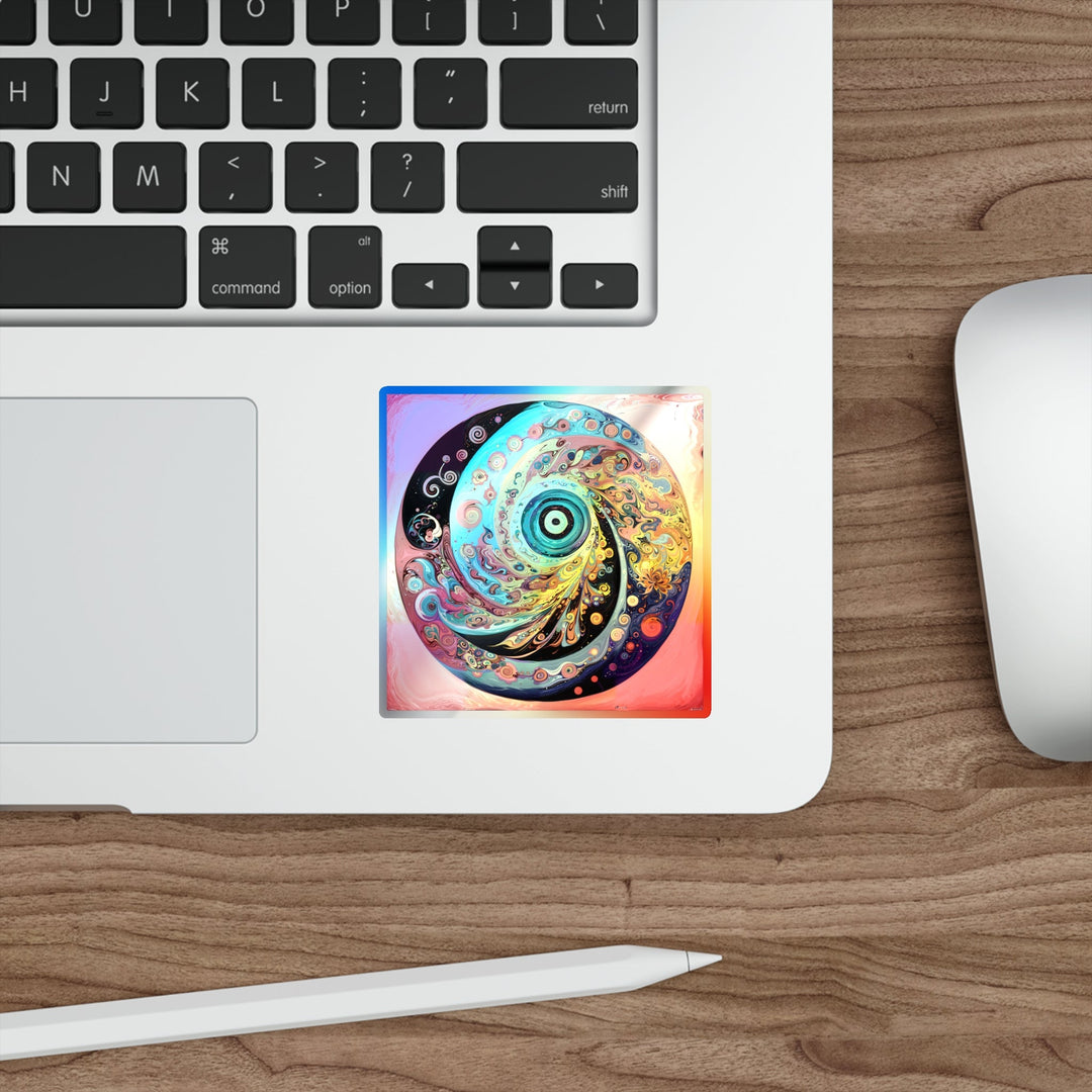 Vibrant Cosmic Swirl - Holographic Die-Cut Sticker - Paper products - g(0D·IO) - 5" × 5" - Die-Cut - Holographic