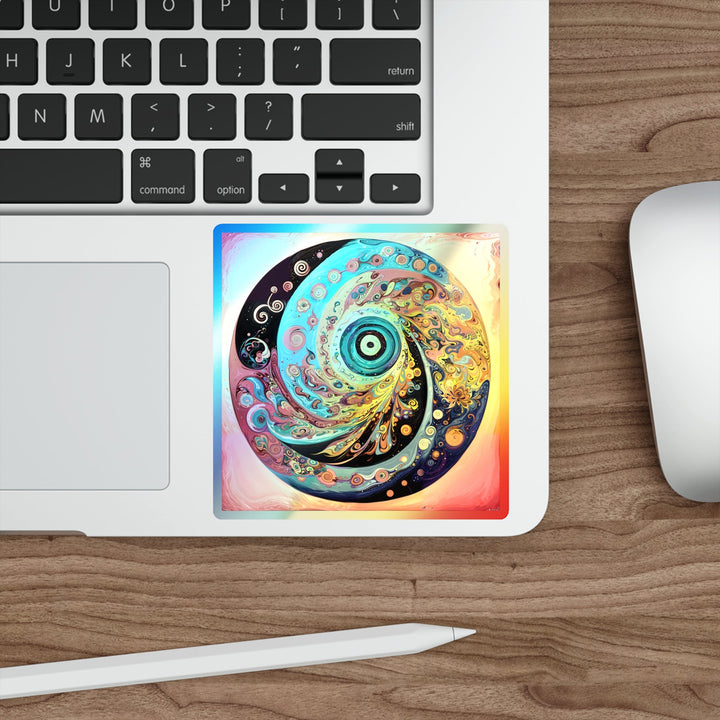 Vibrant Cosmic Swirl - Holographic Die-Cut Sticker - Paper products - g(0D·IO) - 5" × 5" - Die-Cut - Holographic