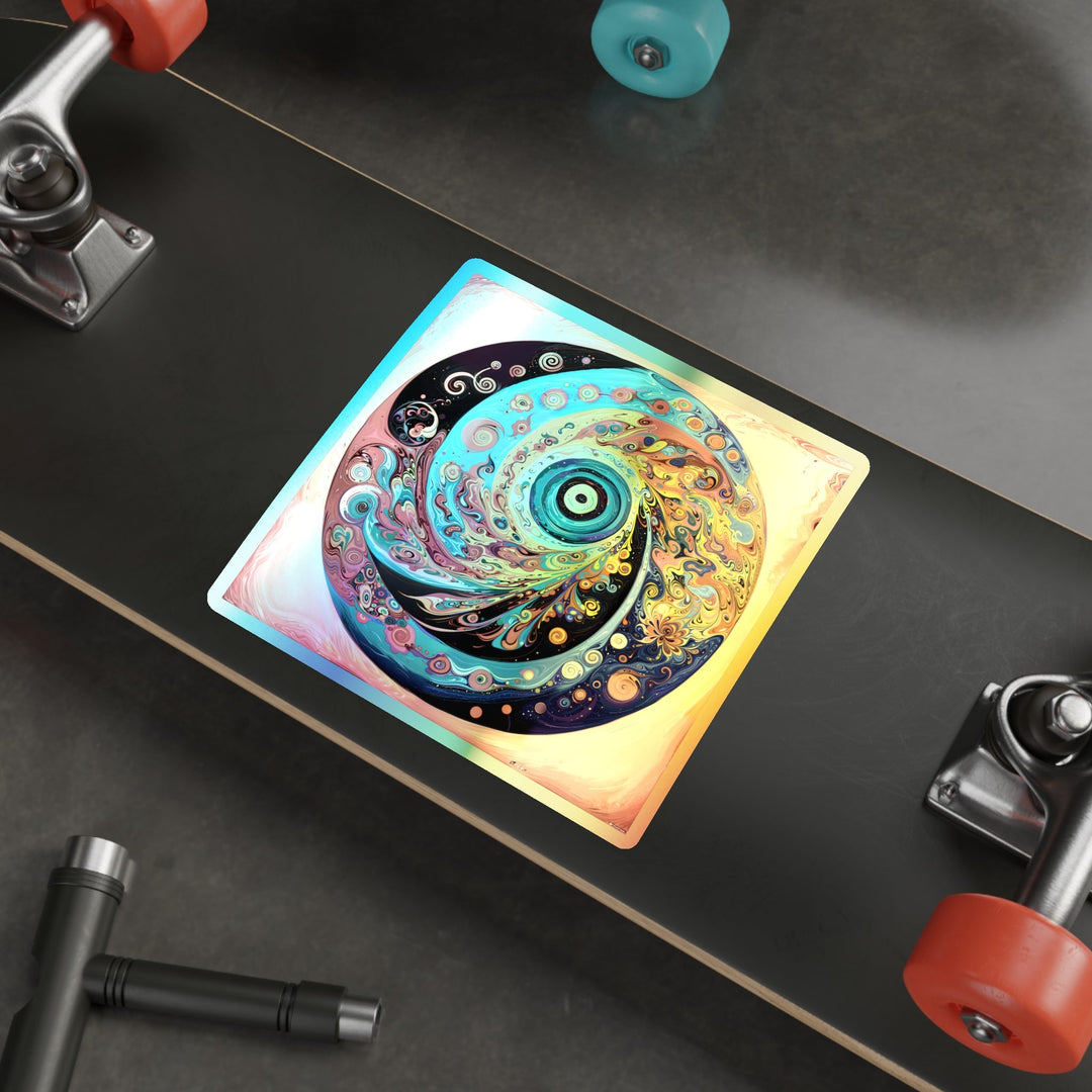 Vibrant Cosmic Swirl - Holographic Die-Cut Sticker - Paper products - g(0D·IO) - 5" × 5" - Die-Cut - Holographic