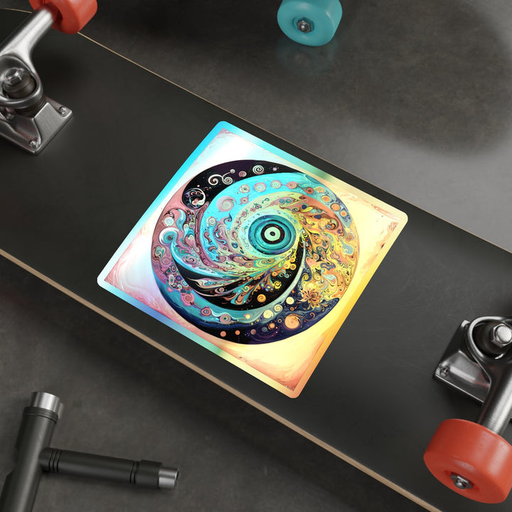 Vibrant Cosmic Swirl - Holographic Die-Cut Sticker - Paper products - g(0D·IO) - 5" × 5" - Die-Cut - Holographic