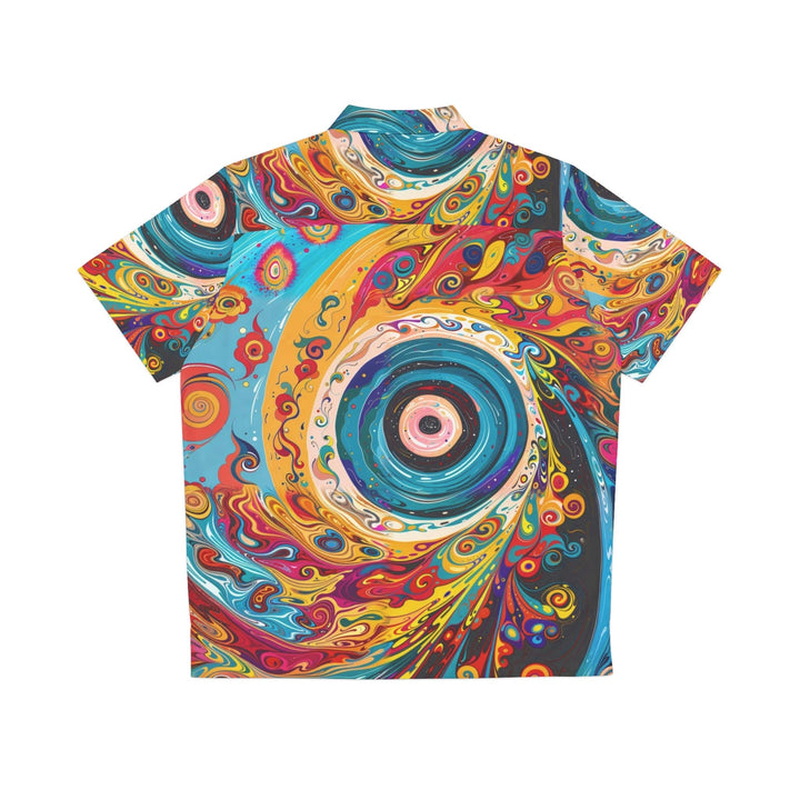 Vibrant Cosmic Swirl - Men's Hawaiian Shirt - All Over Prints - g(0D·IO) - S - Black -