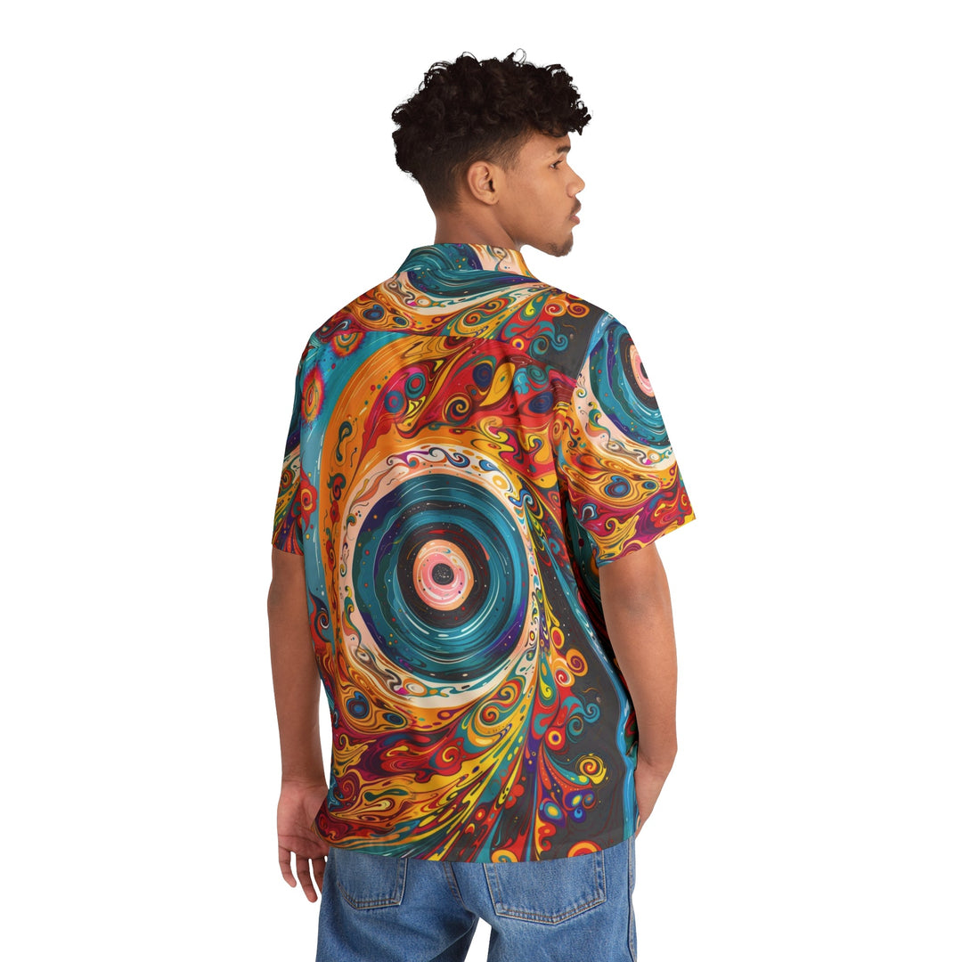 Vibrant Cosmic Swirl - Men's Hawaiian Shirt - All Over Prints - g(0D·IO) - S - Black -