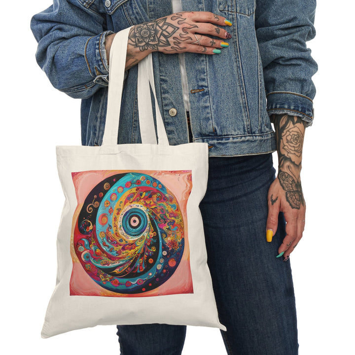 Vibrant Cosmic Swirl - Natural Tote Bag - Bags - g(0D·IO) - 15" x 16" - Natural -