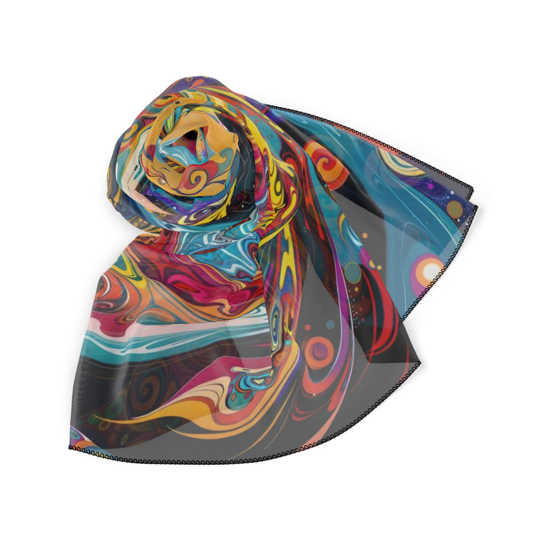 Vibrant Cosmic Swirl - Poly Scarf - Accessories - g(0D·IO) - Poly chiffon - 50" × 50" -