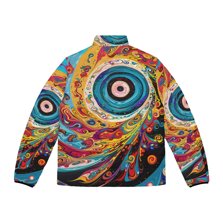 Vibrant Cosmic Swirl - Puffer Jacket - All Over Prints - g(0D·IO) - S - Black zipper -