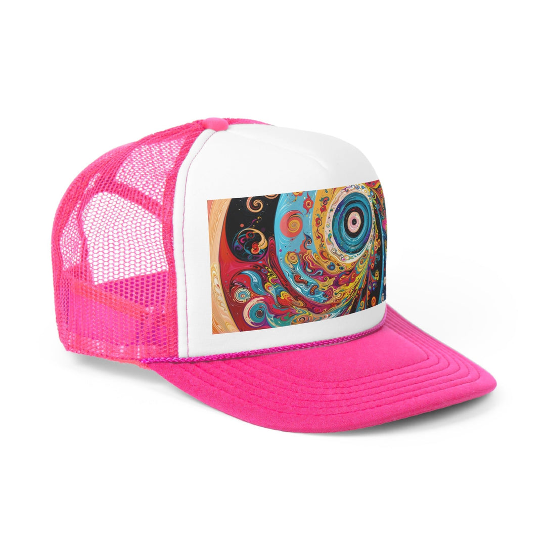 Vibrant Cosmic Swirl - Trucker Hat - Hats - g(0D·IO) - Pink - One size -