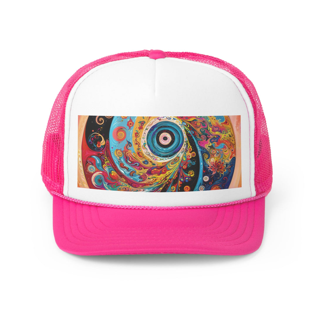 Vibrant Cosmic Swirl - Trucker Hat - Hats - g(0D·IO) - Pink - One size -