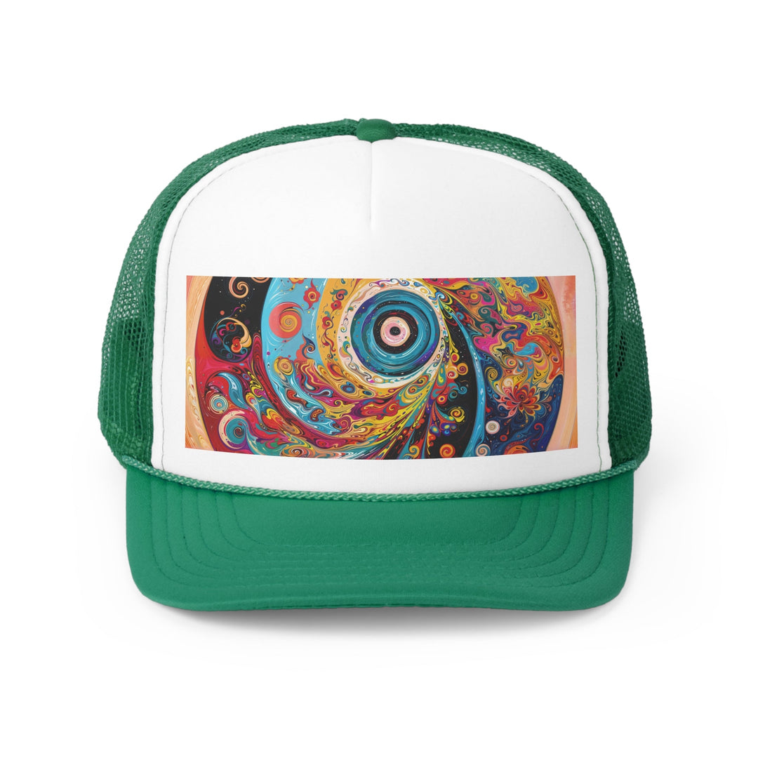 Vibrant Cosmic Swirl - Trucker Hat - Hats - g(0D·IO) - Green - One size -