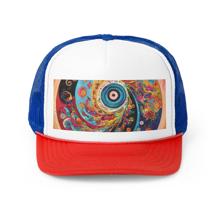 Vibrant Cosmic Swirl - Trucker Hat - Hats - g(0D·IO) - Blue/Red - One size -