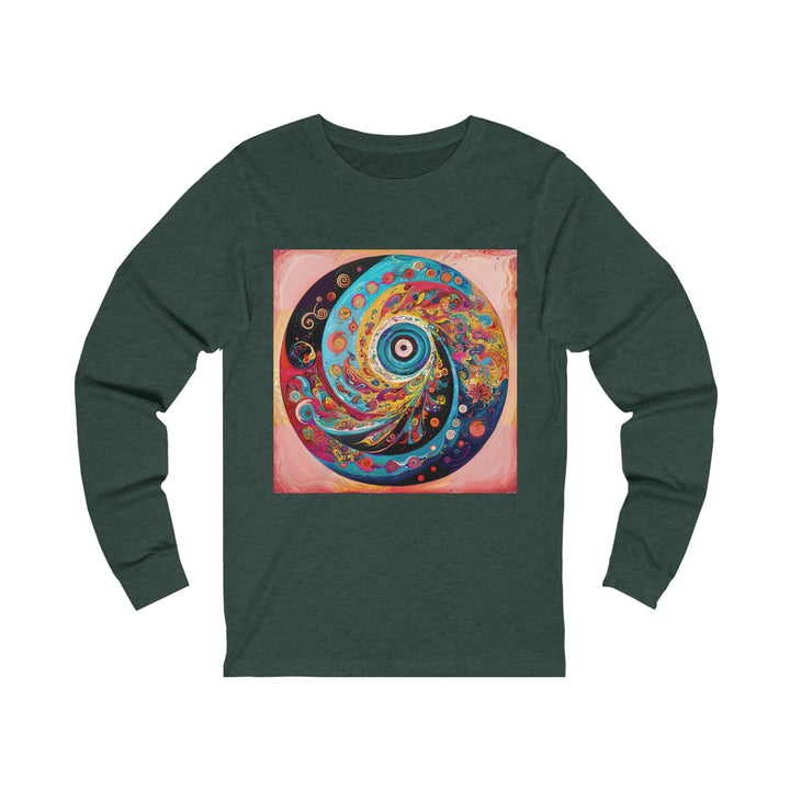 Vibrant Cosmic Swirl - Unisex Jersey Long Sleeve Tee - Long-sleeve - g(0D·IO) - S - Heather Forest -