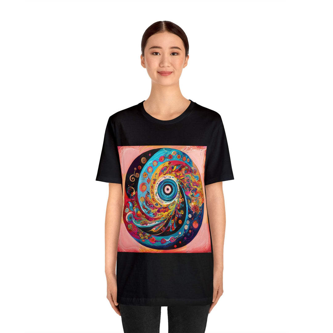 Vibrant Cosmic Swirl - Unisex Jersey Short Sleeve Tee - T-Shirt - g(0D·IO) - Black - S -