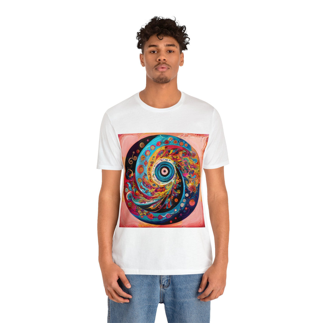 Vibrant Cosmic Swirl - Unisex Jersey Short Sleeve Tee - T-Shirt - g(0D·IO) - Black - S -