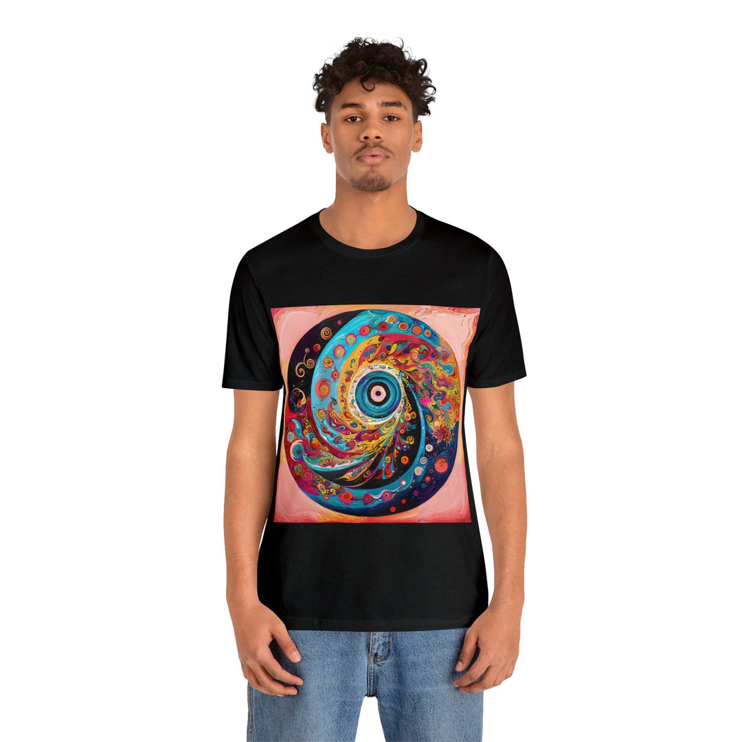 Vibrant Cosmic Swirl - Unisex Jersey Short Sleeve Tee - T-Shirt - g(0D·IO) - Black - S -