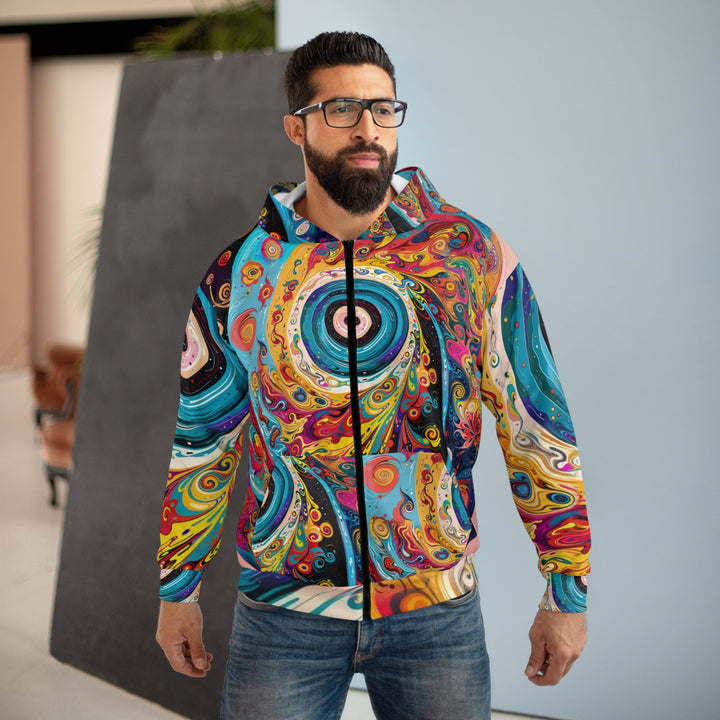 Vibrant Cosmic Swirl - Unisex Zip Hoodie - All Over Prints - g(0D·IO) - XS - -