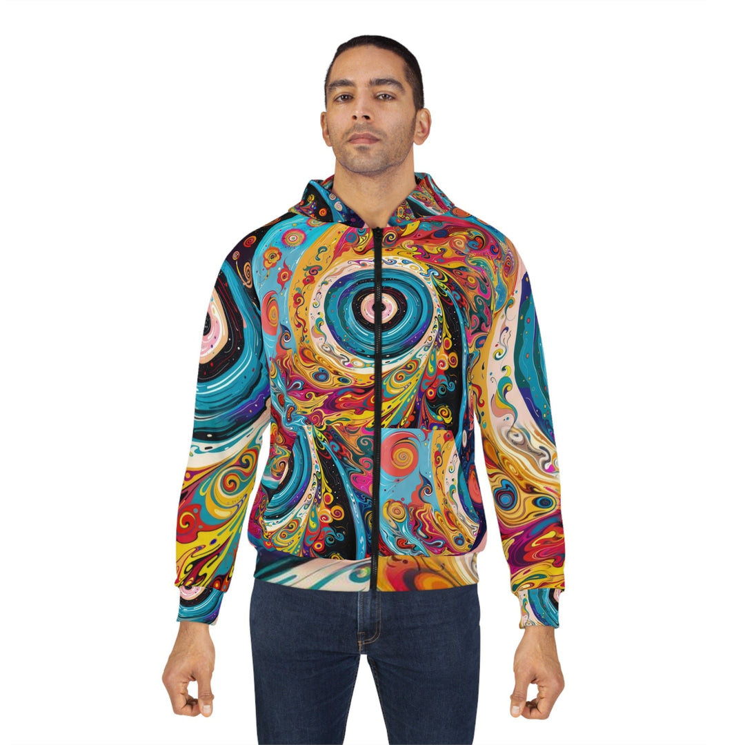 Vibrant Cosmic Swirl - Unisex Zip Hoodie - All Over Prints - g(0D·IO) - XS - -