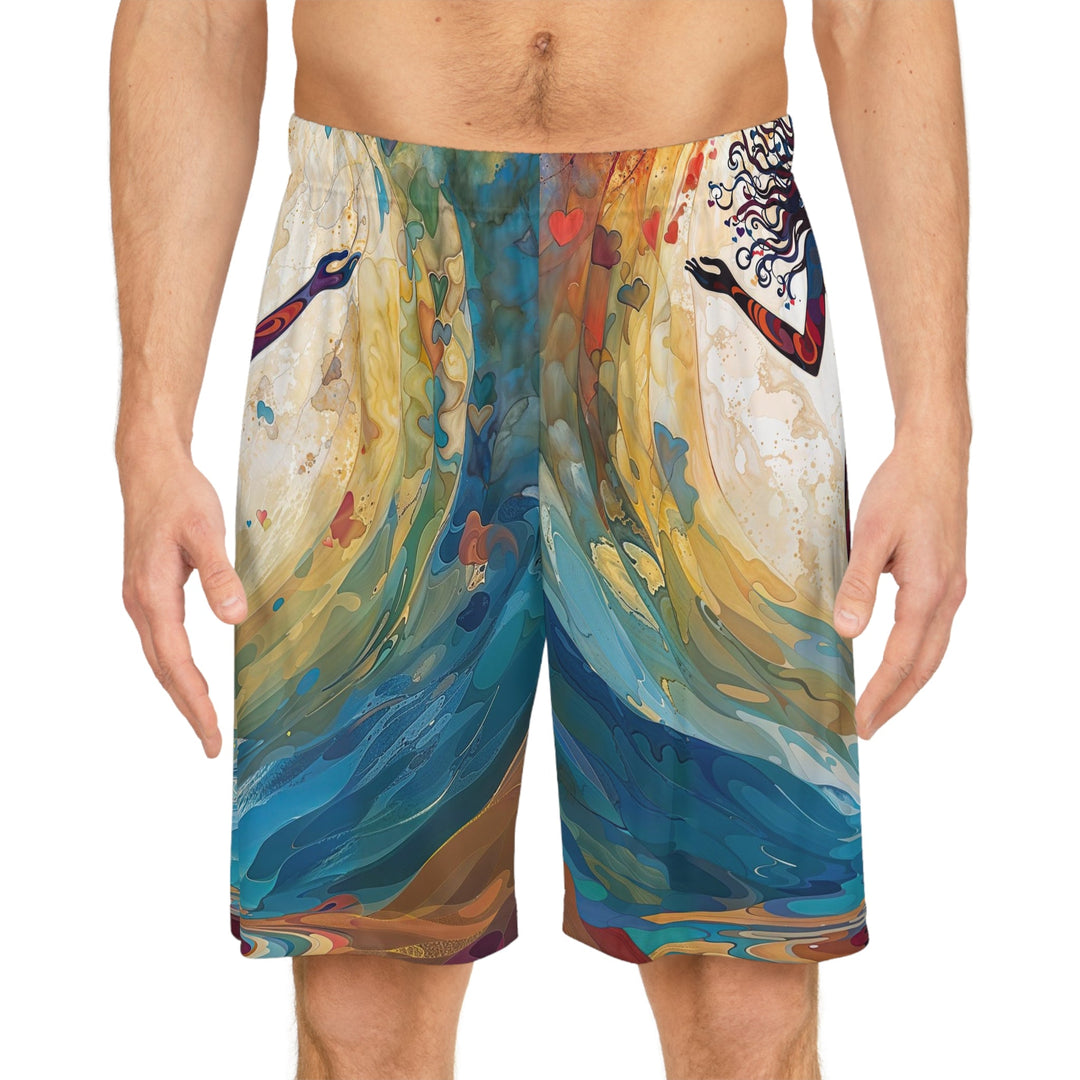 Vibrant Ethereal Dance - AOP Basketball Shorts - All Over Prints - g(0D·IO) - Seam thread color automatically matched to design - XS -