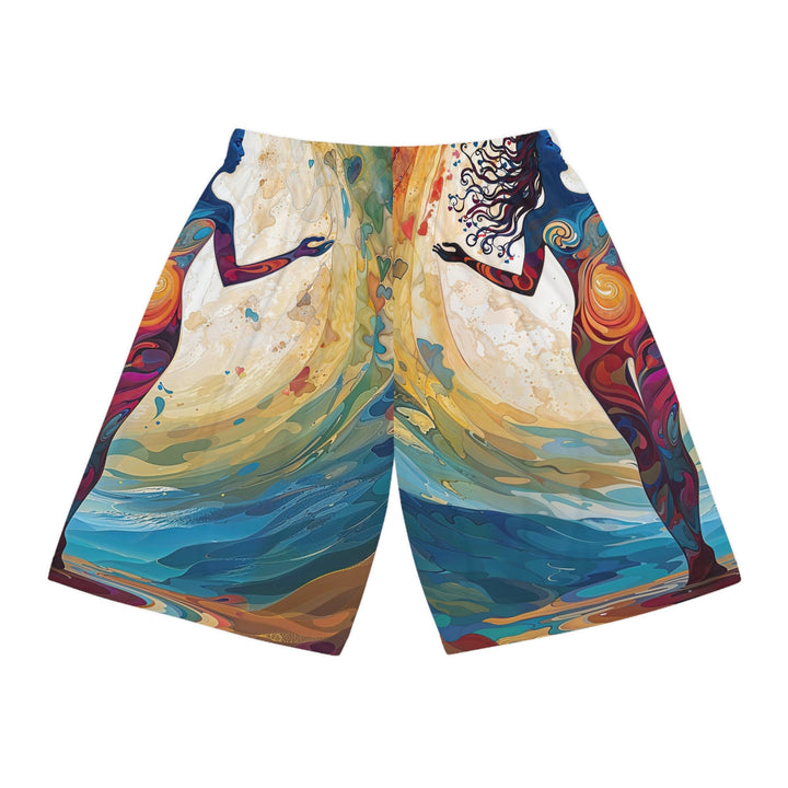 Vibrant Ethereal Dance - AOP Basketball Shorts - All Over Prints - g(0D·IO) - Seam thread color automatically matched to design - XS -