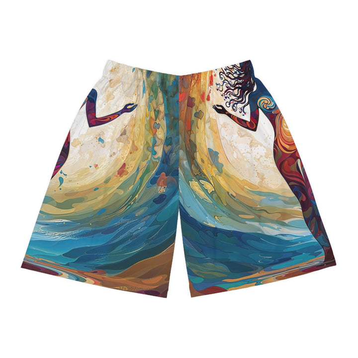 Vibrant Ethereal Dance - AOP Basketball Shorts - All Over Prints - g(0D·IO) - Seam thread color automatically matched to design - XS -