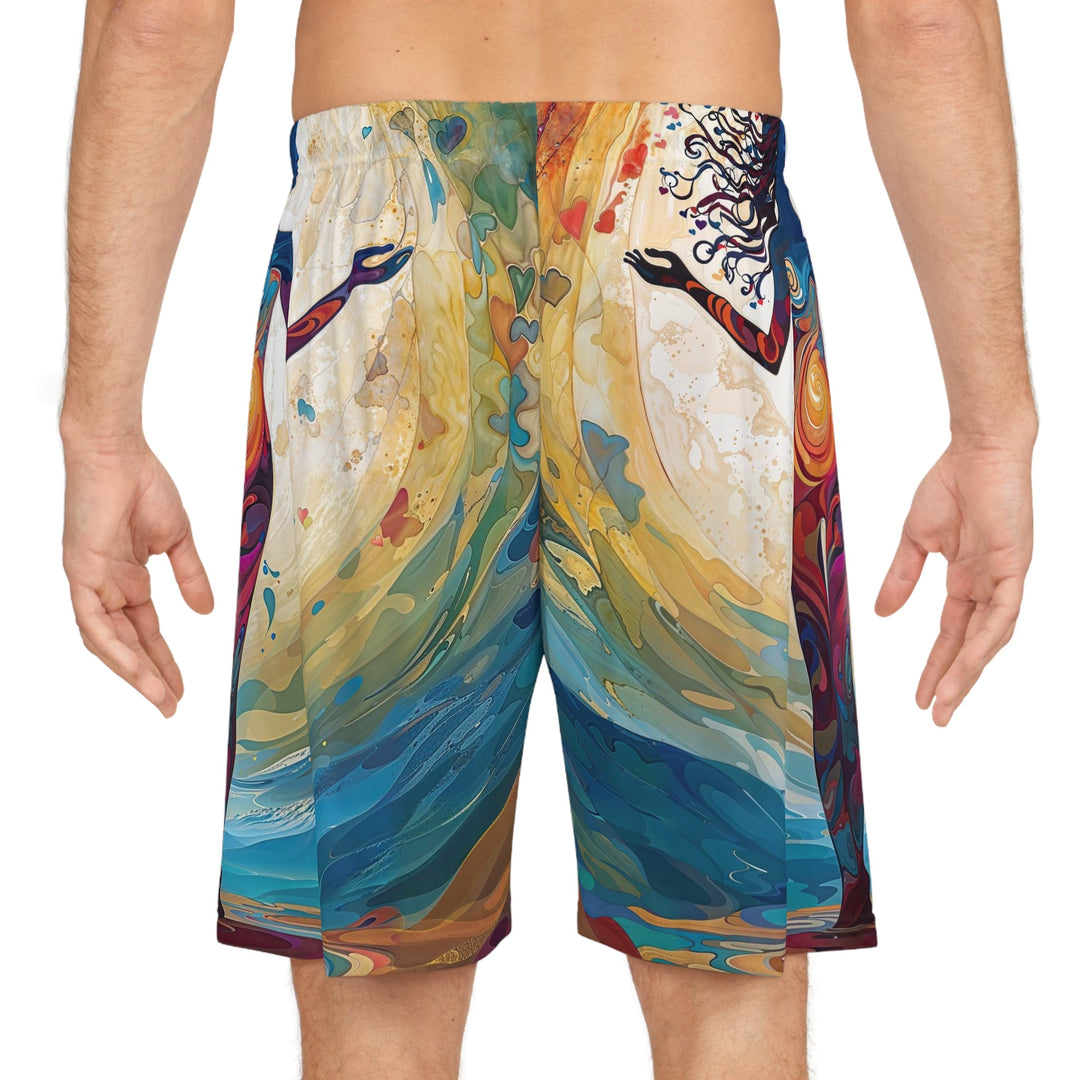 Vibrant Ethereal Dance - AOP Basketball Shorts - All Over Prints - g(0D·IO) - Seam thread color automatically matched to design - XS -