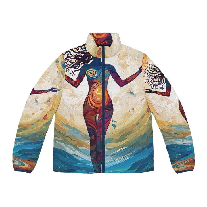 Vibrant Ethereal Dance - Puffer Jacket - All Over Prints - g(0D·IO) - S - Dark blue zipper -