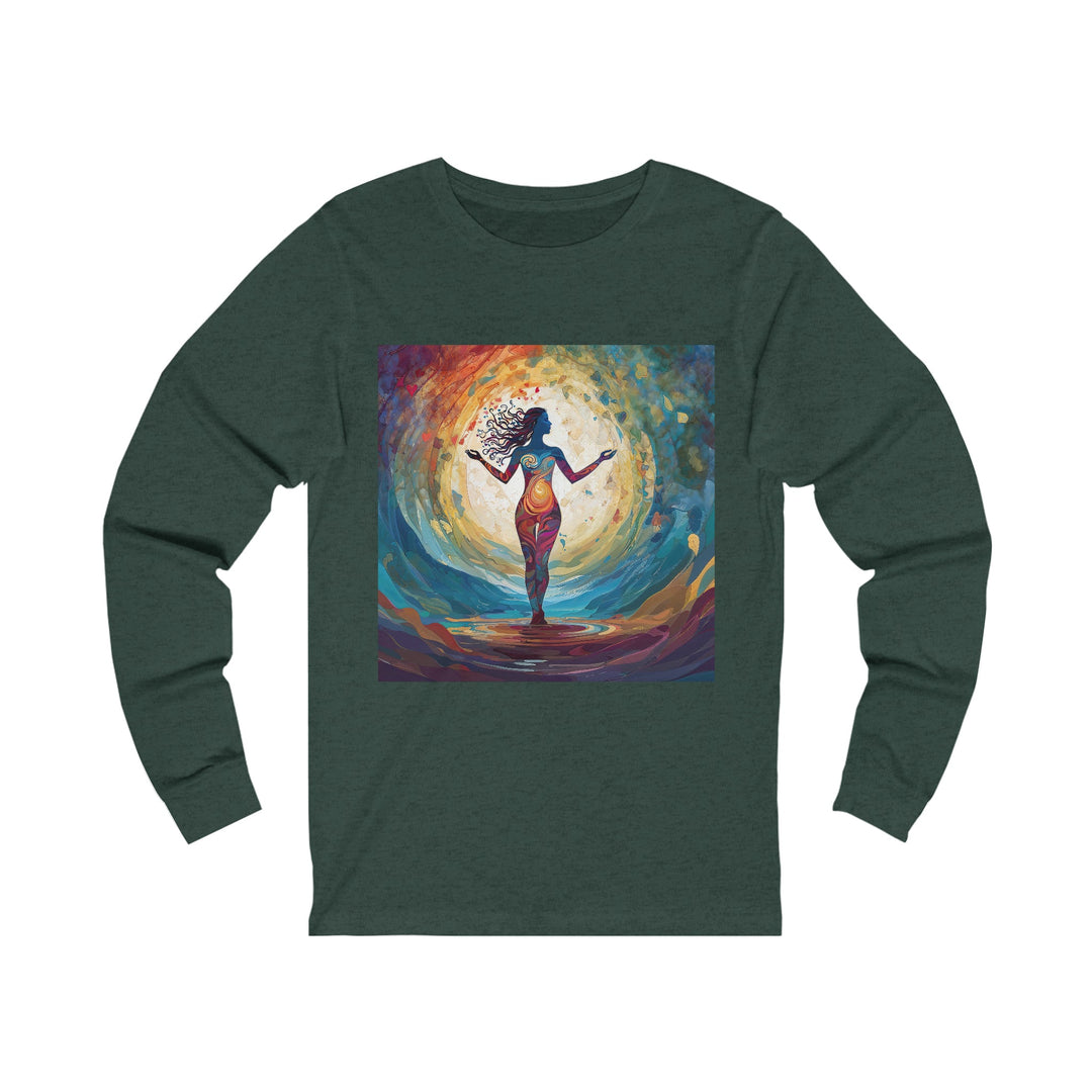 Vibrant Ethereal Dance - Unisex Jersey Long Sleeve Tee - Long-sleeve - g(0D·IO) - S - Heather Forest -