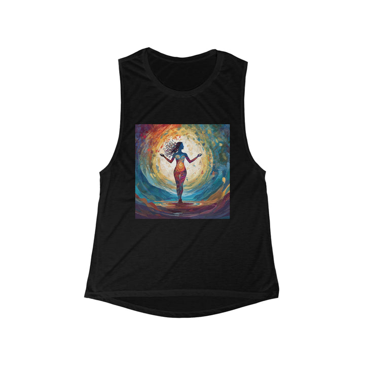 Vibrant Ethereal Dance - Women's Flowy Scoop Muscle Tank - Tank Top - g(0D·IO) - S - Black -