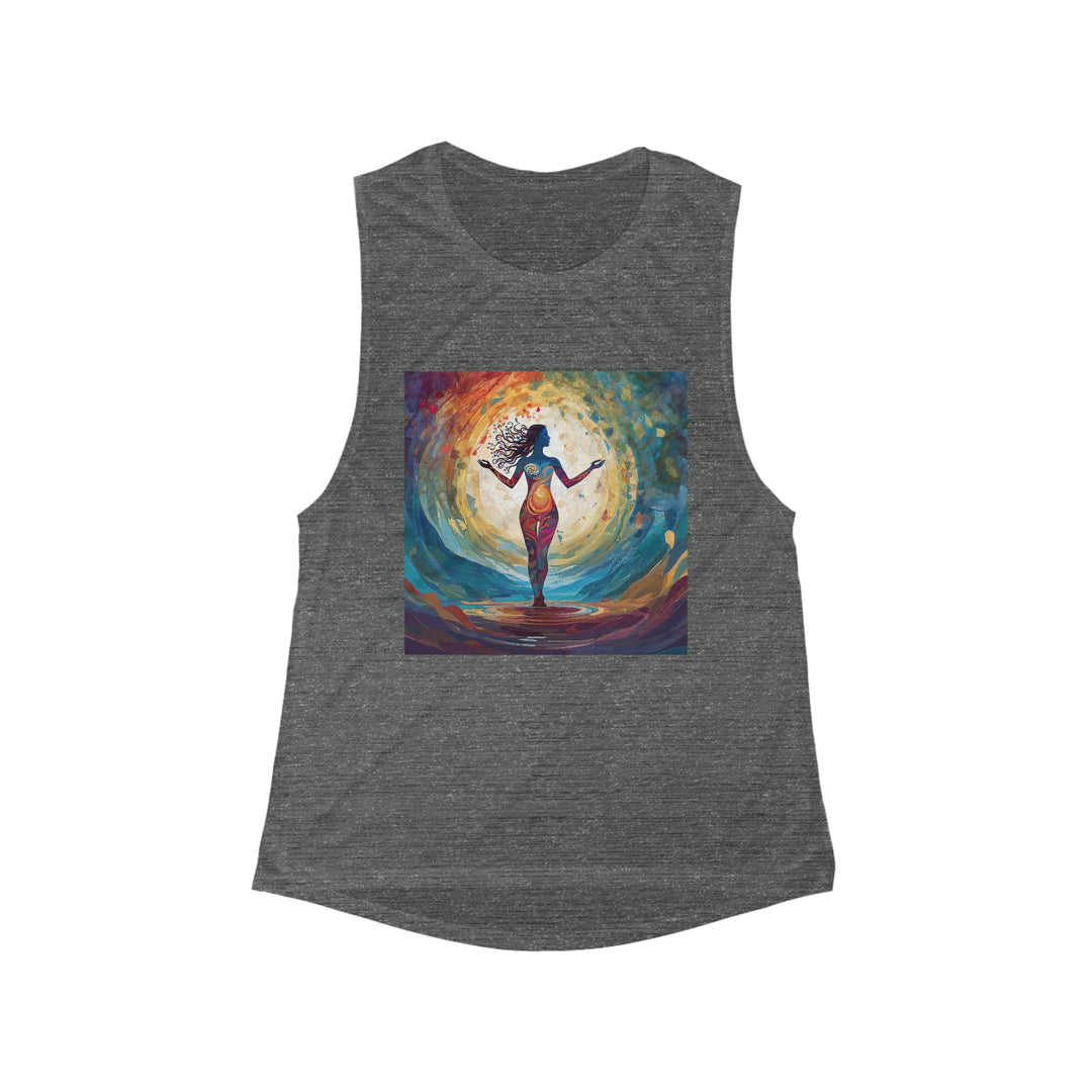 Vibrant Ethereal Dance - Women's Flowy Scoop Muscle Tank - Tank Top - g(0D·IO) - S - Asphalt Slub -