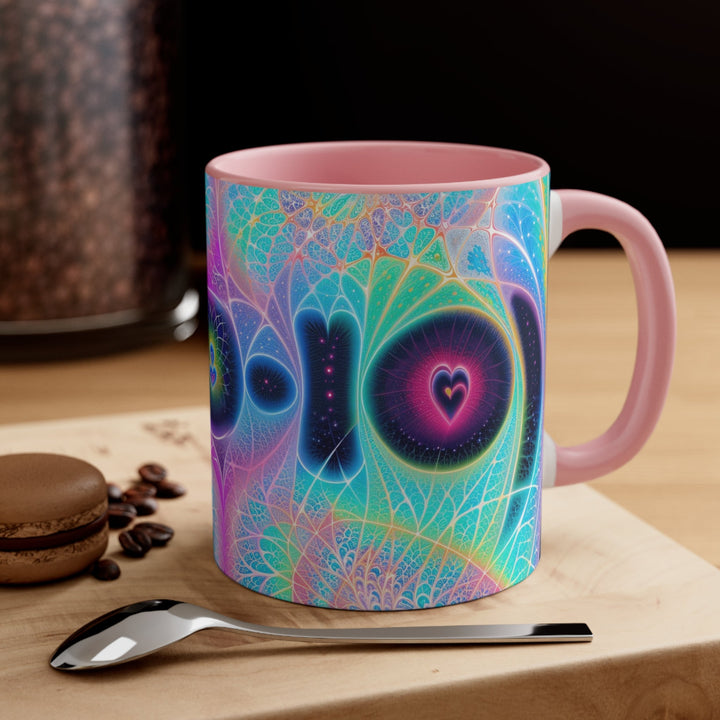 Vibrant Ethereal Hearts - Accent Coffee Mug - Mug - g(0D·IO) - Pink - 11oz -