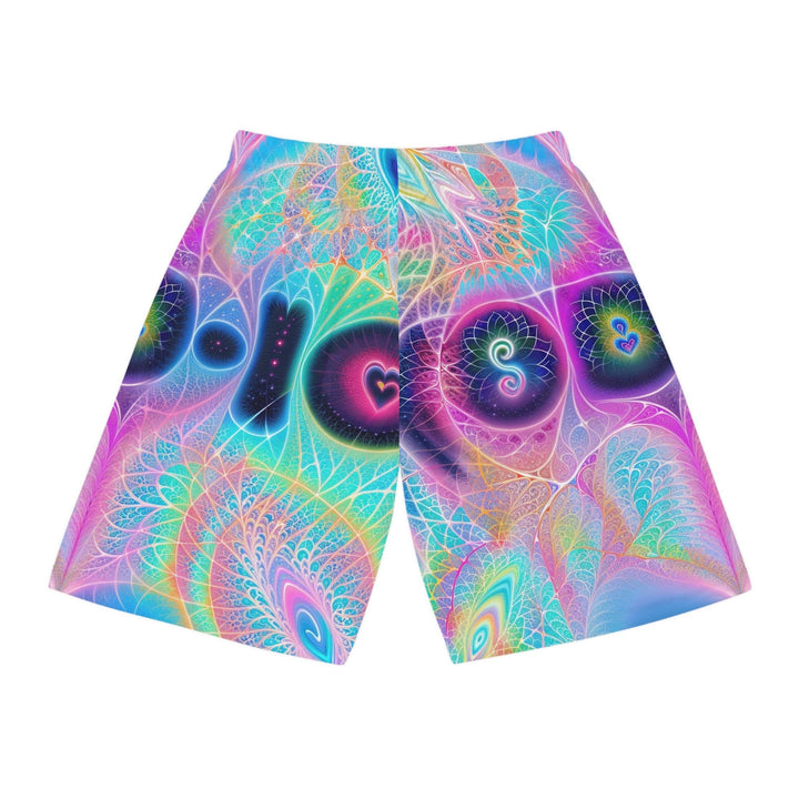 Vibrant Ethereal Hearts - AOP Basketball Shorts - All Over Prints - g(0D·IO) - Seam thread color automatically matched to design - S -