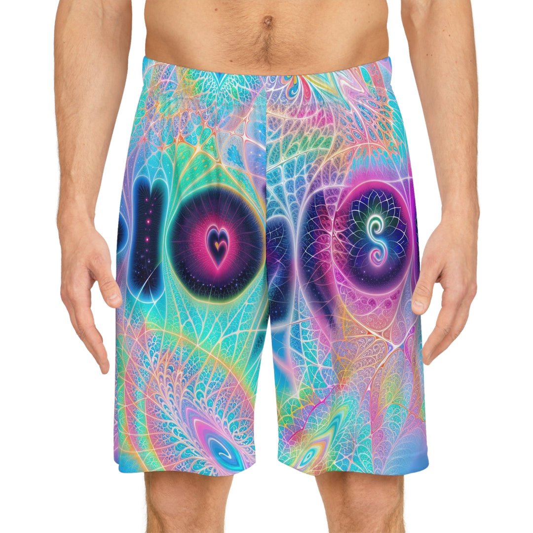 Vibrant Ethereal Hearts - AOP Basketball Shorts - All Over Prints - g(0D·IO) - Seam thread color automatically matched to design - S -