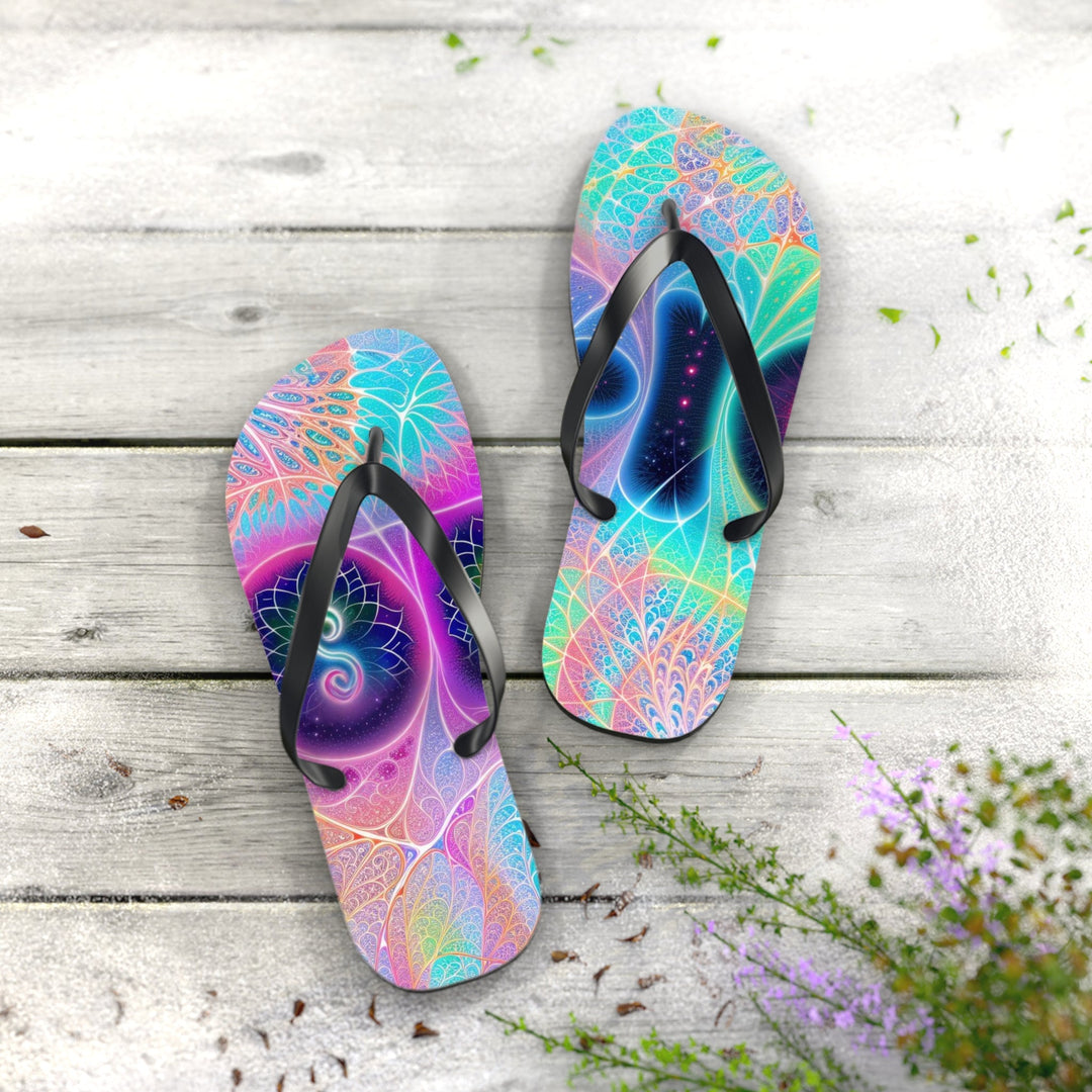 Vibrant Ethereal Hearts - Flip Flops - Shoes - g(0D·IO) - XL - Black sole -