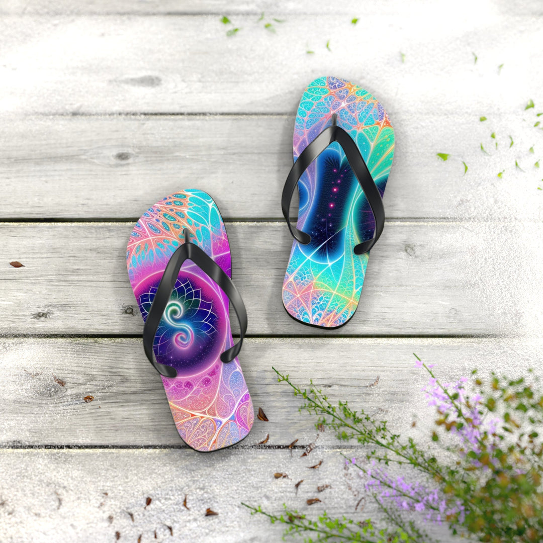 Vibrant Ethereal Hearts - Flip Flops - Shoes - g(0D·IO) - XL - Black sole -