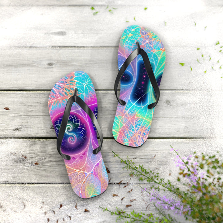 Vibrant Ethereal Hearts - Flip Flops - Shoes - g(0D·IO) - XL - Black sole -