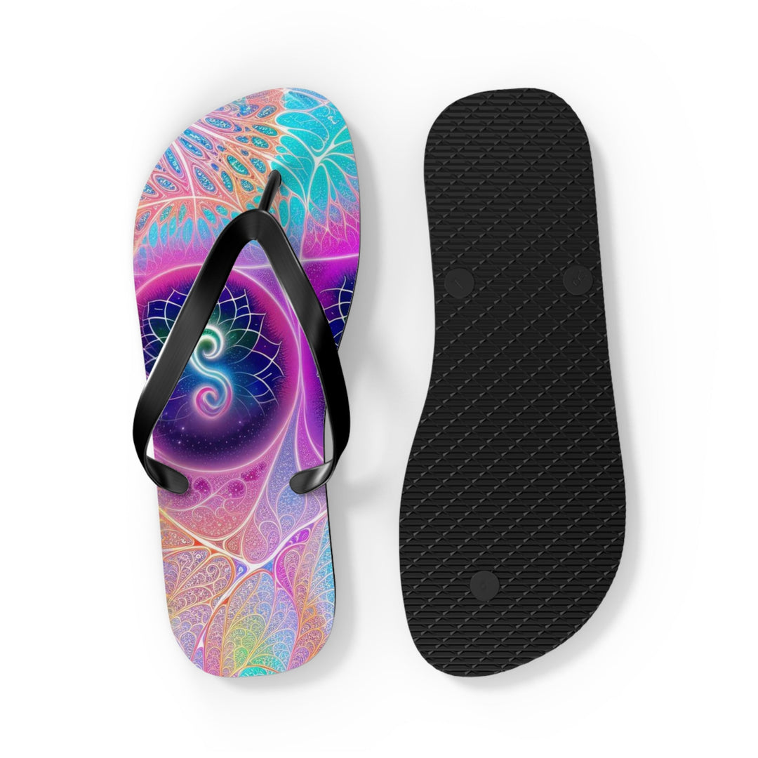 Vibrant Ethereal Hearts - Flip Flops - Shoes - g(0D·IO) - XL - Black sole -