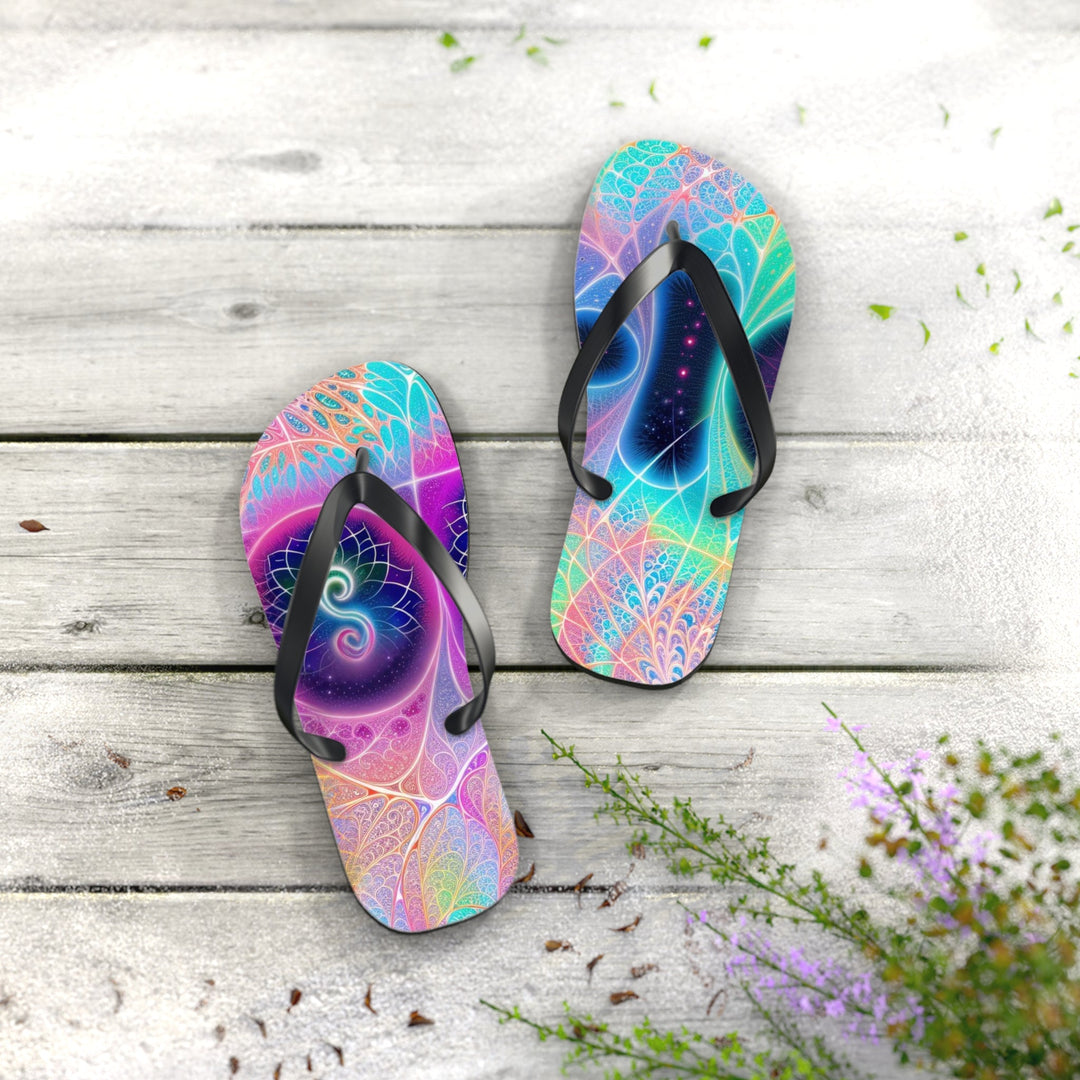 Vibrant Ethereal Hearts - Flip Flops - Shoes - g(0D·IO) - XL - Black sole -