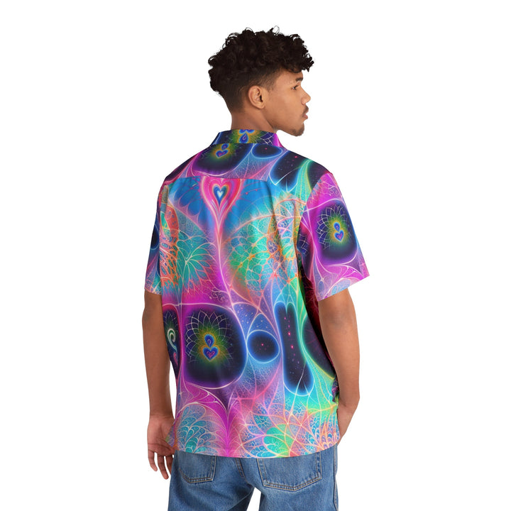 Vibrant Ethereal Hearts - Men's Hawaiian Shirt - All Over Prints - g(0D·IO) - S - Black -