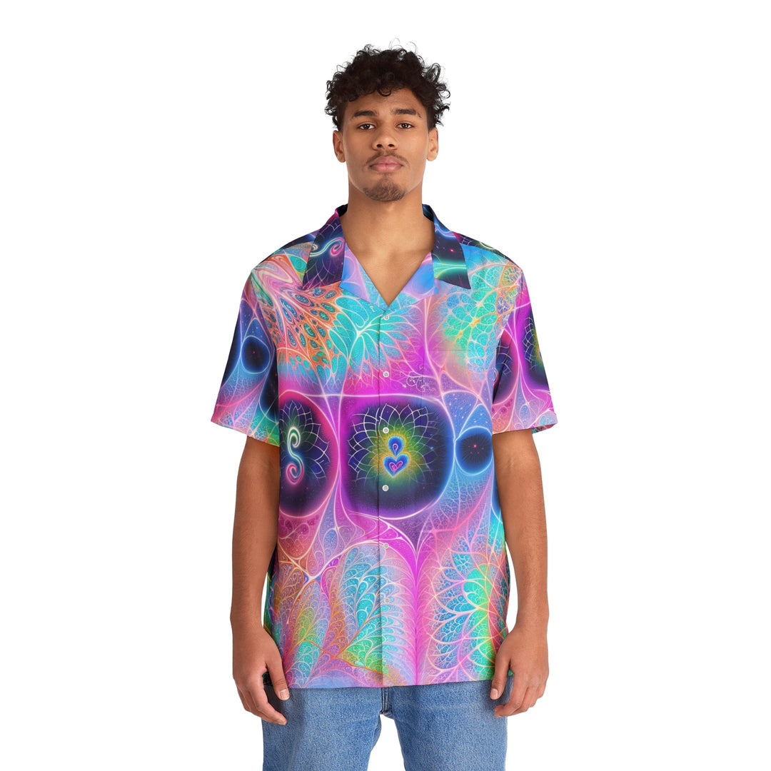 Vibrant Ethereal Hearts - Men's Hawaiian Shirt - All Over Prints - g(0D·IO) - S - Black -