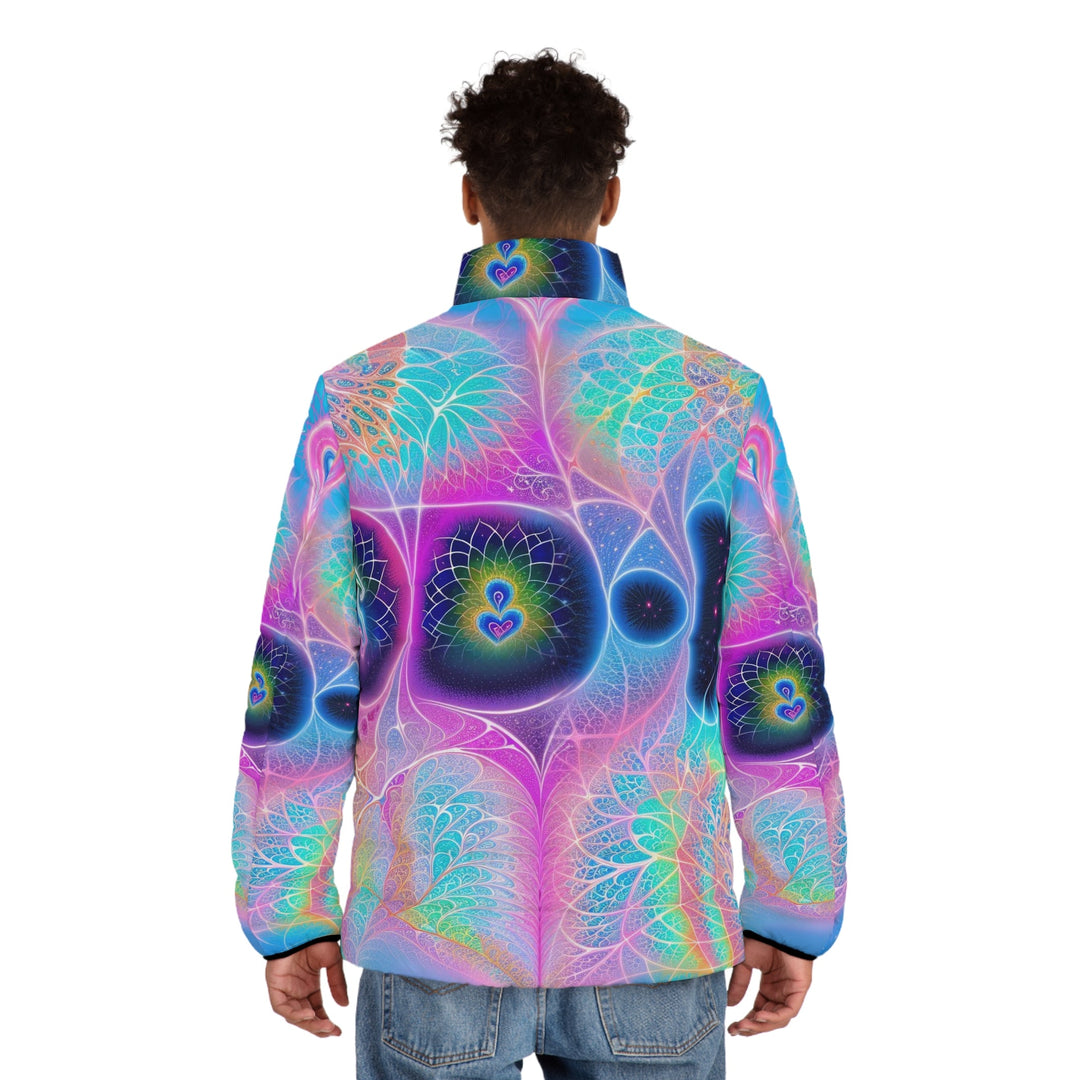 Vibrant Ethereal Hearts - Puffer Jacket - All Over Prints - g(0D·IO) - S - Black zipper -