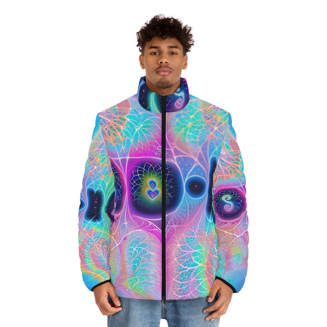 Vibrant Ethereal Hearts - Puffer Jacket - All Over Prints - g(0D·IO) - S - Black zipper -