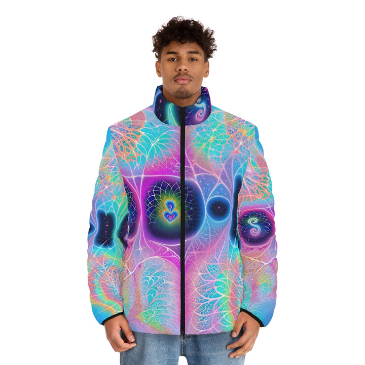 Vibrant Ethereal Hearts - Puffer Jacket - All Over Prints - g(0D·IO) - S - Black zipper -