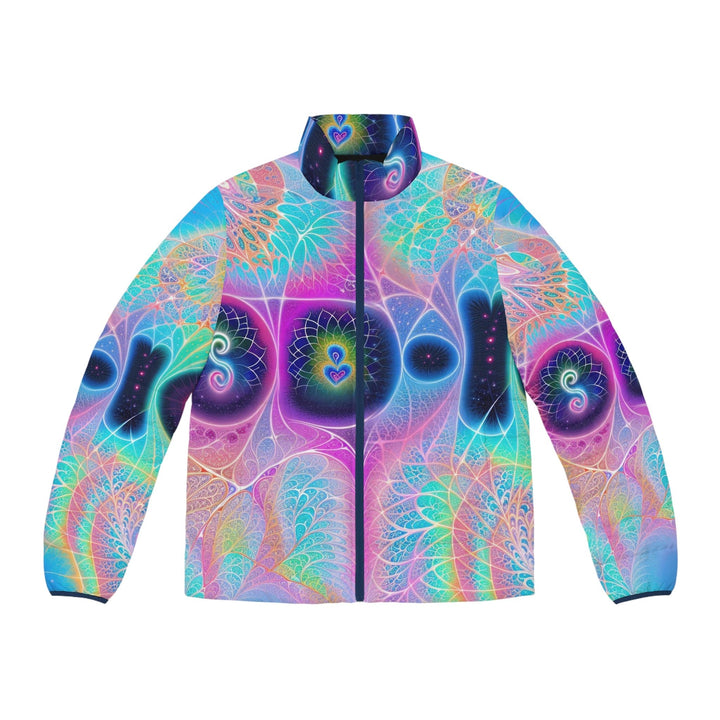 Vibrant Ethereal Hearts - Puffer Jacket - All Over Prints - g(0D·IO) - S - Dark blue zipper -