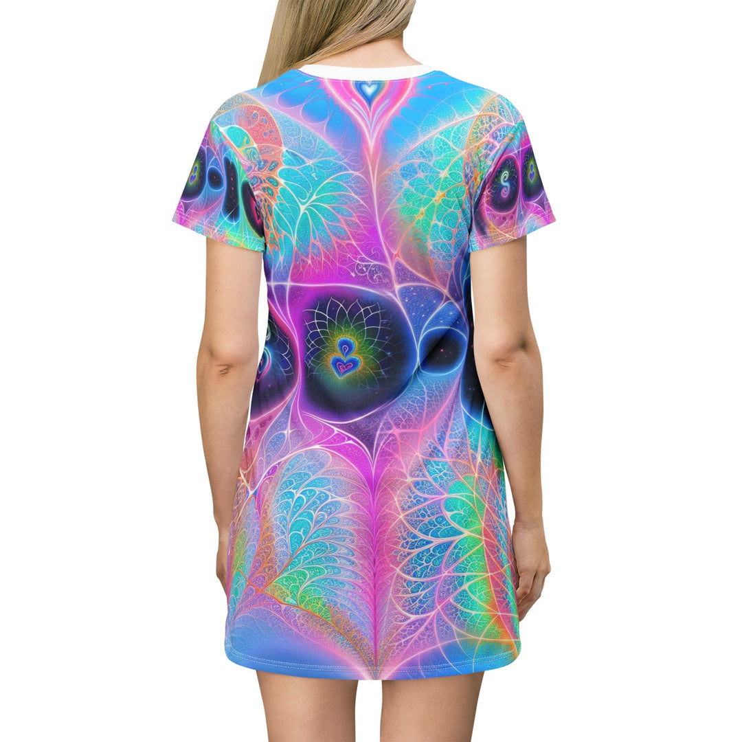 Vibrant Ethereal Hearts - T-Shirt Dress - All Over Prints - g(0D·IO) - XS - -