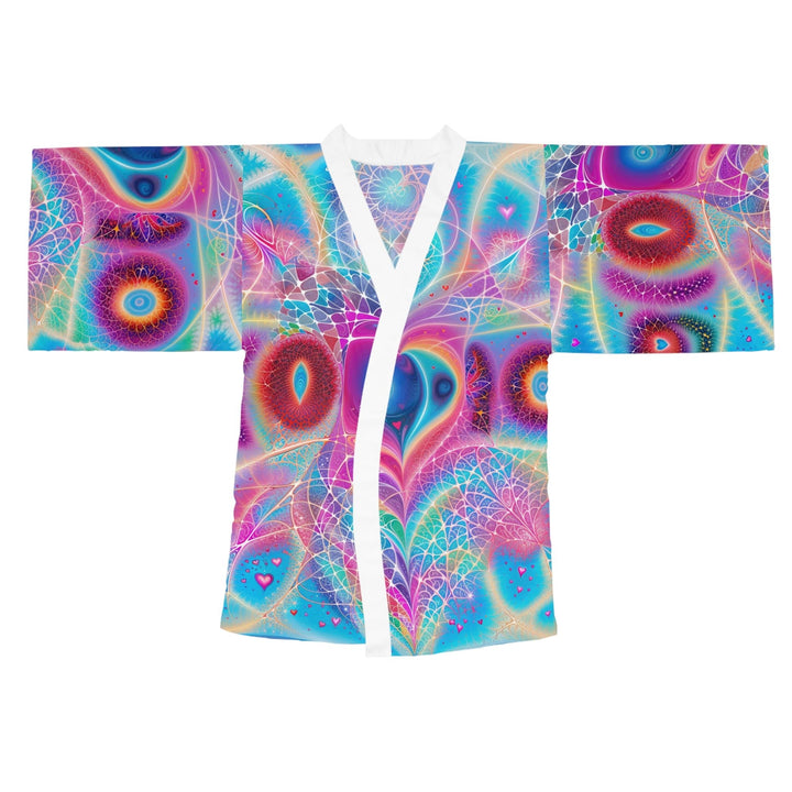 Vibrant Ethereal Love - Long Sleeve Kimono Robe - All Over Prints - g(0D·IO) - XS - White -