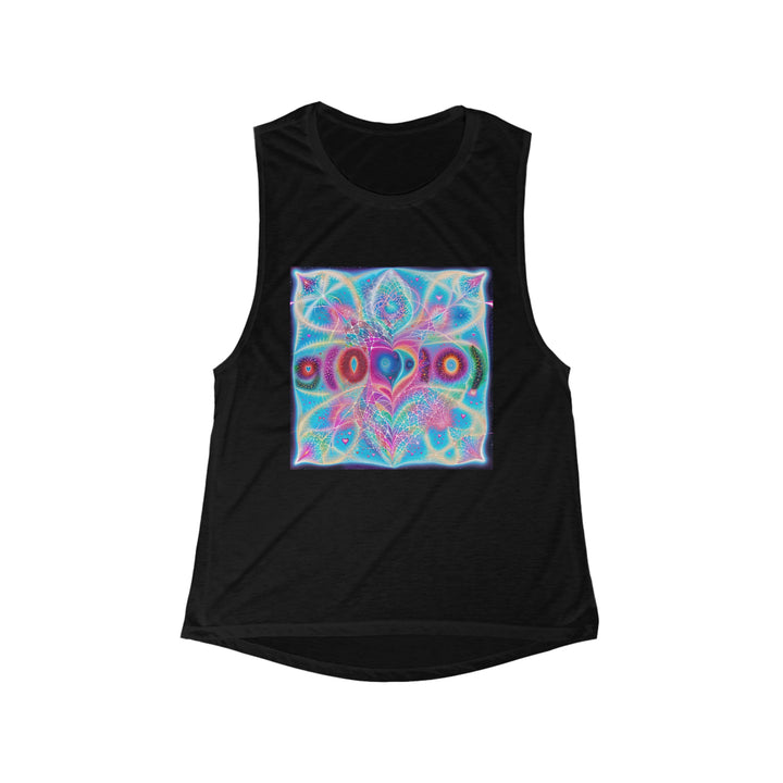 Vibrant Ethereal Love - Women's Flowy Scoop Muscle Tank - Tank Top - g(0D·IO) - S - Black -