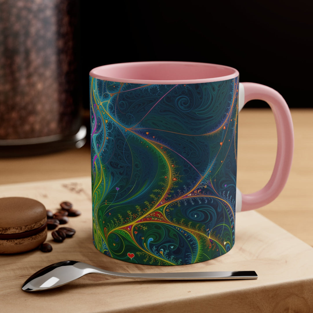 Vibrant Ethereal Swirls - Accent Coffee Mug - Mug - g(0D·IO) - Pink - 11oz -