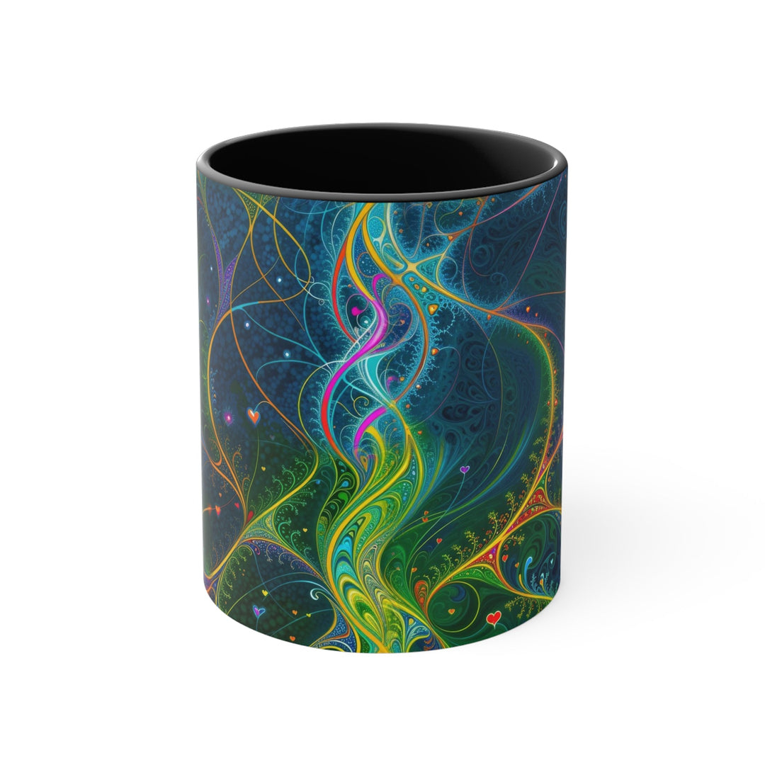 Vibrant Ethereal Swirls - Accent Coffee Mug - Mug - g(0D·IO) - Black - 11oz -