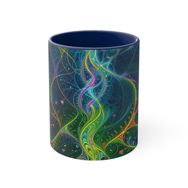 Vibrant Ethereal Swirls - Accent Coffee Mug - Mug - g(0D·IO) - Navy - 11oz -