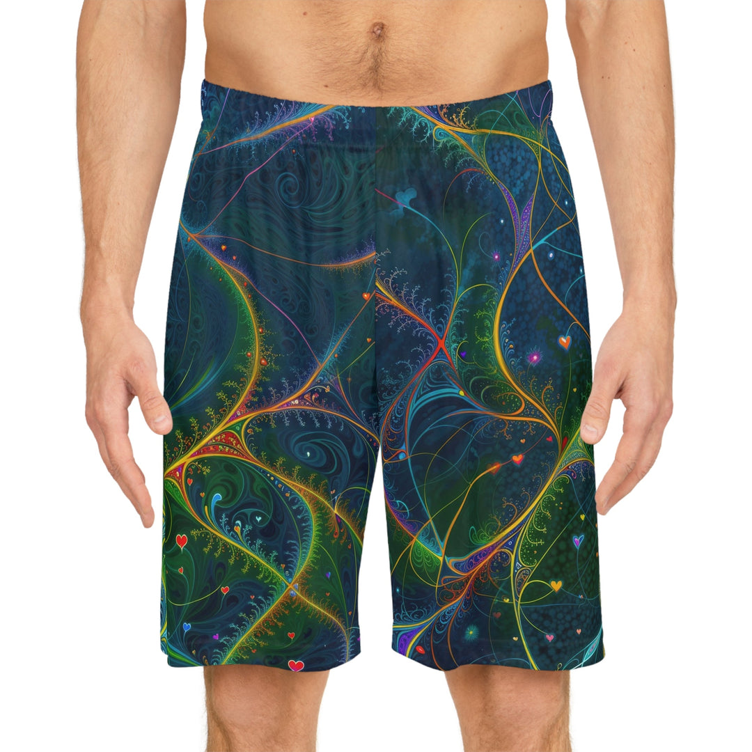 Vibrant Ethereal Swirls - AOP Basketball Shorts - All Over Prints - g(0D·IO) - Seam thread color automatically matched to design - S -