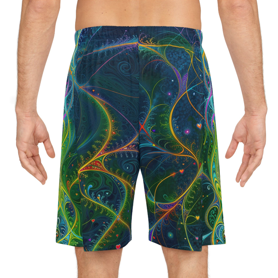 Vibrant Ethereal Swirls - AOP Basketball Shorts - All Over Prints - g(0D·IO) - Seam thread color automatically matched to design - S -