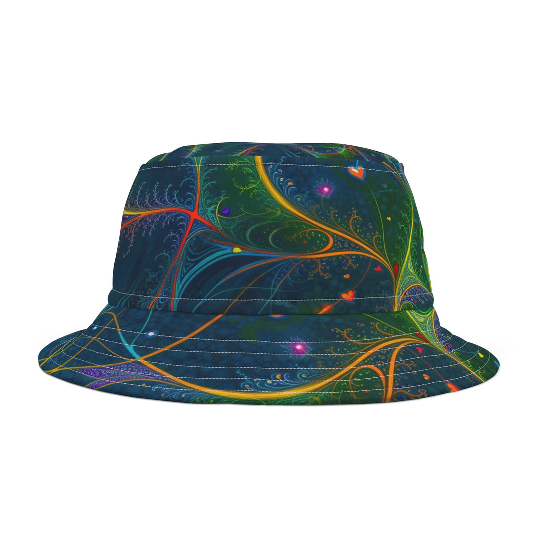 Vibrant Ethereal Swirls - Bucket Hat - Hats - g(0D·IO) - Large - White stitching -